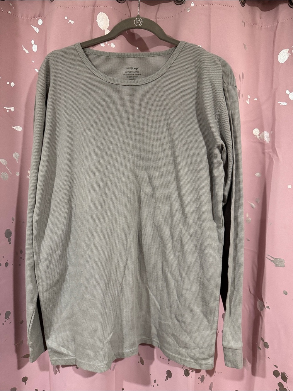 west loop Light Gray Waffle Thermal Top